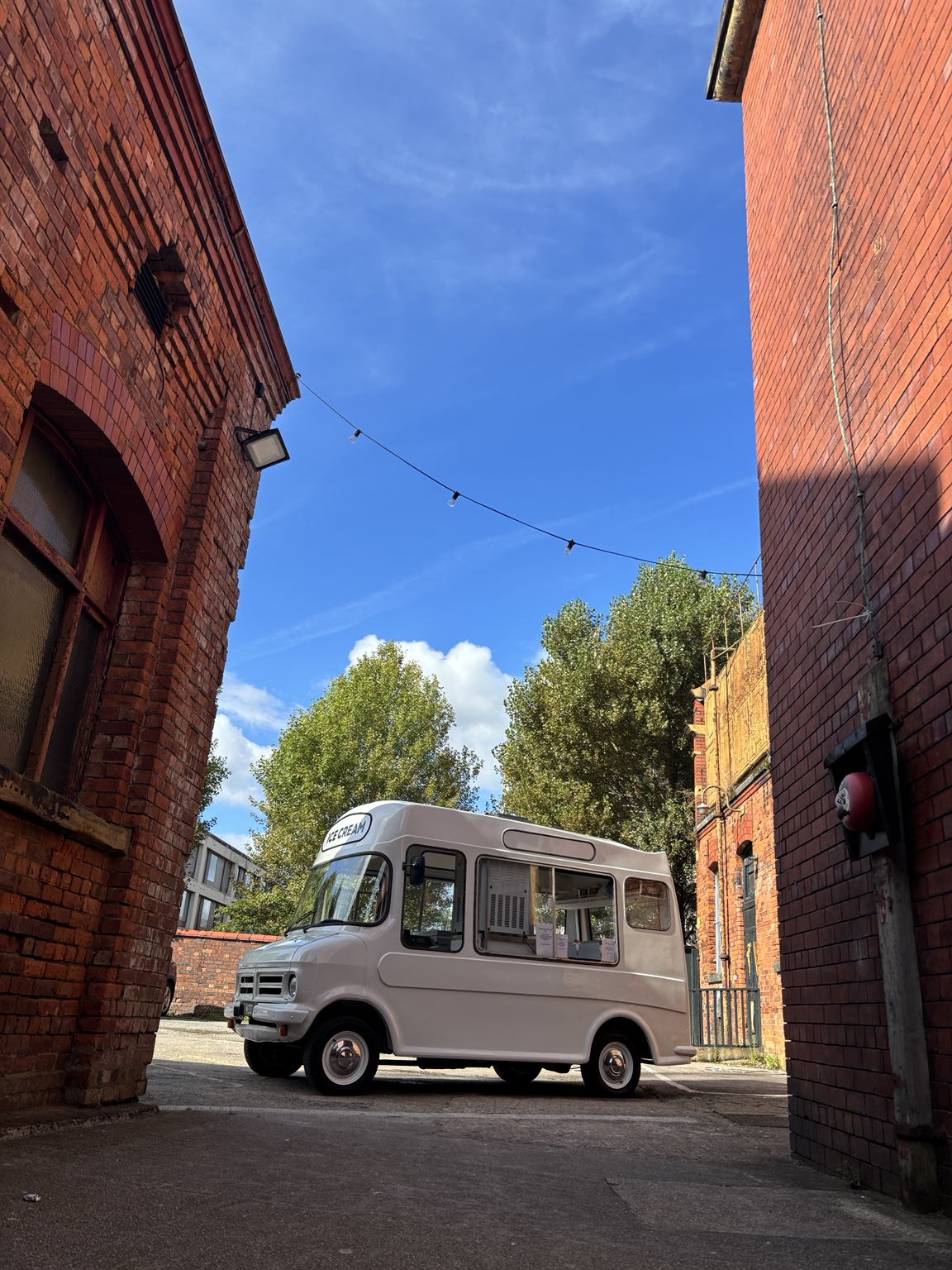 William, the restored white Bedford CF ice cream van