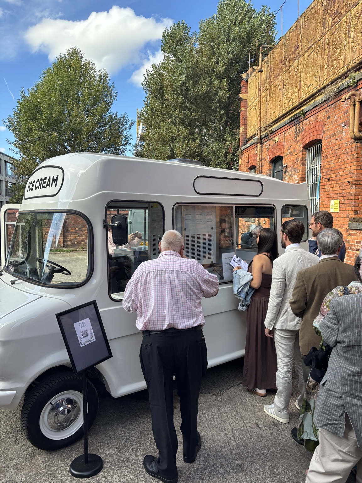 Guests being served ice cream from William