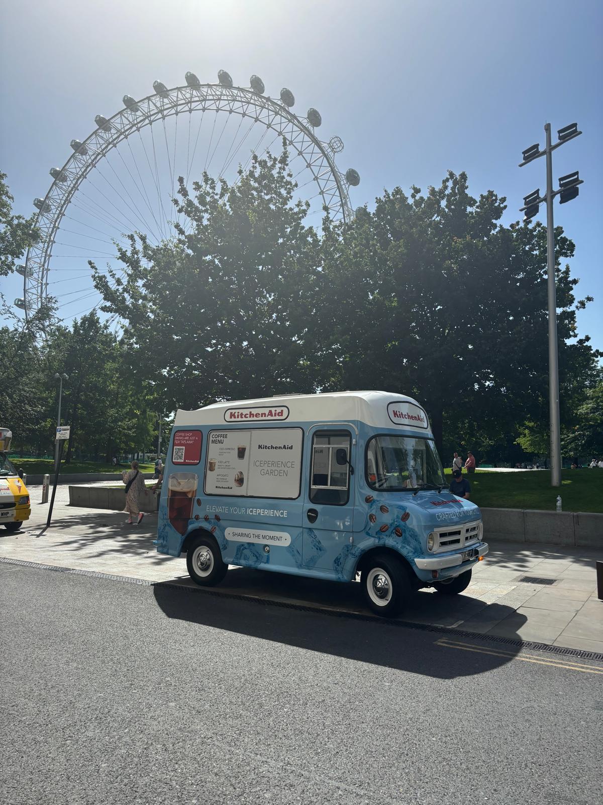 Wrapped Bedford CF parked by the London Eye